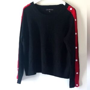 ∆ Almost Famous Black Sweater w/ Red Stripes And White Buttons- Size: XL
